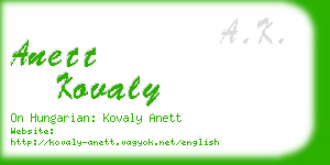 anett kovaly business card